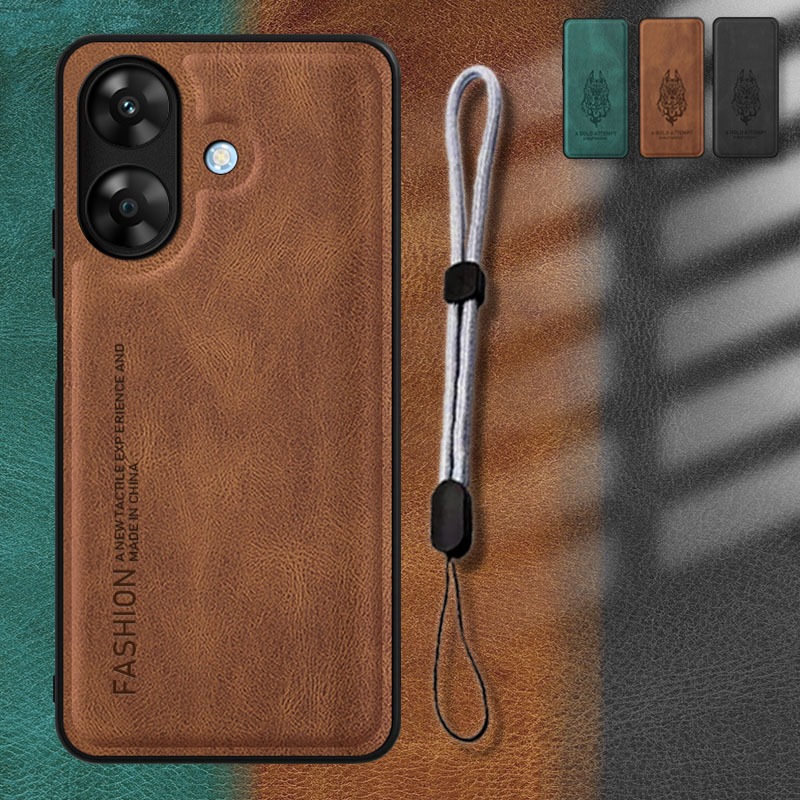 ซองหนังสําหรับRealme Note 60 4G/RMX3933 เคสโทรศัพท์พร้อมเชือกโทรศัพท์แบบปรับได้