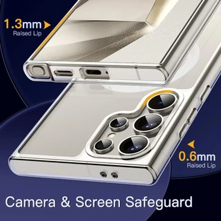 SMLF เคสแม่เหล็ก เคสใส Clear Magnetic Case For Samsung Galaxy S26 Ultra S25 Ultra S24 Ultra Anti-Yellowing กันกระแทก บาง เคส Shockproof Slim Phone Cover