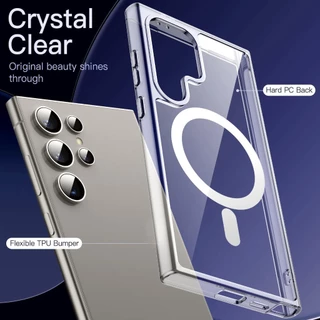 SMLF เคสแม่เหล็ก เคสใส Clear Magnetic Case For Samsung Galaxy S26 Ultra S25 Ultra S24 Ultra Anti-Yellowing กันกระแทก บาง เคส Shockproof Slim Phone Cover