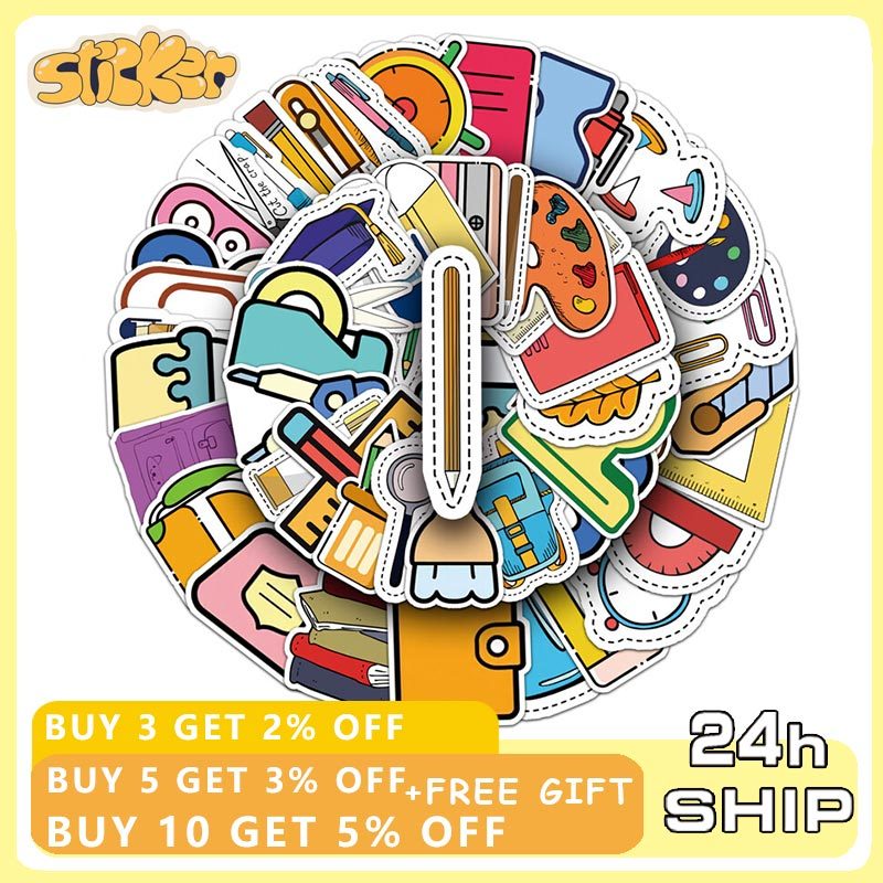 50ชิ้นเครื่องเขียนการ์ตูนกราฟฟิตีสติ๊กเกอร์กระเป๋าเดินทางแล็ปท็อปกีต้าร์สเก็ตบอร์ดสติ๊กเกอร์ตกแต่ง