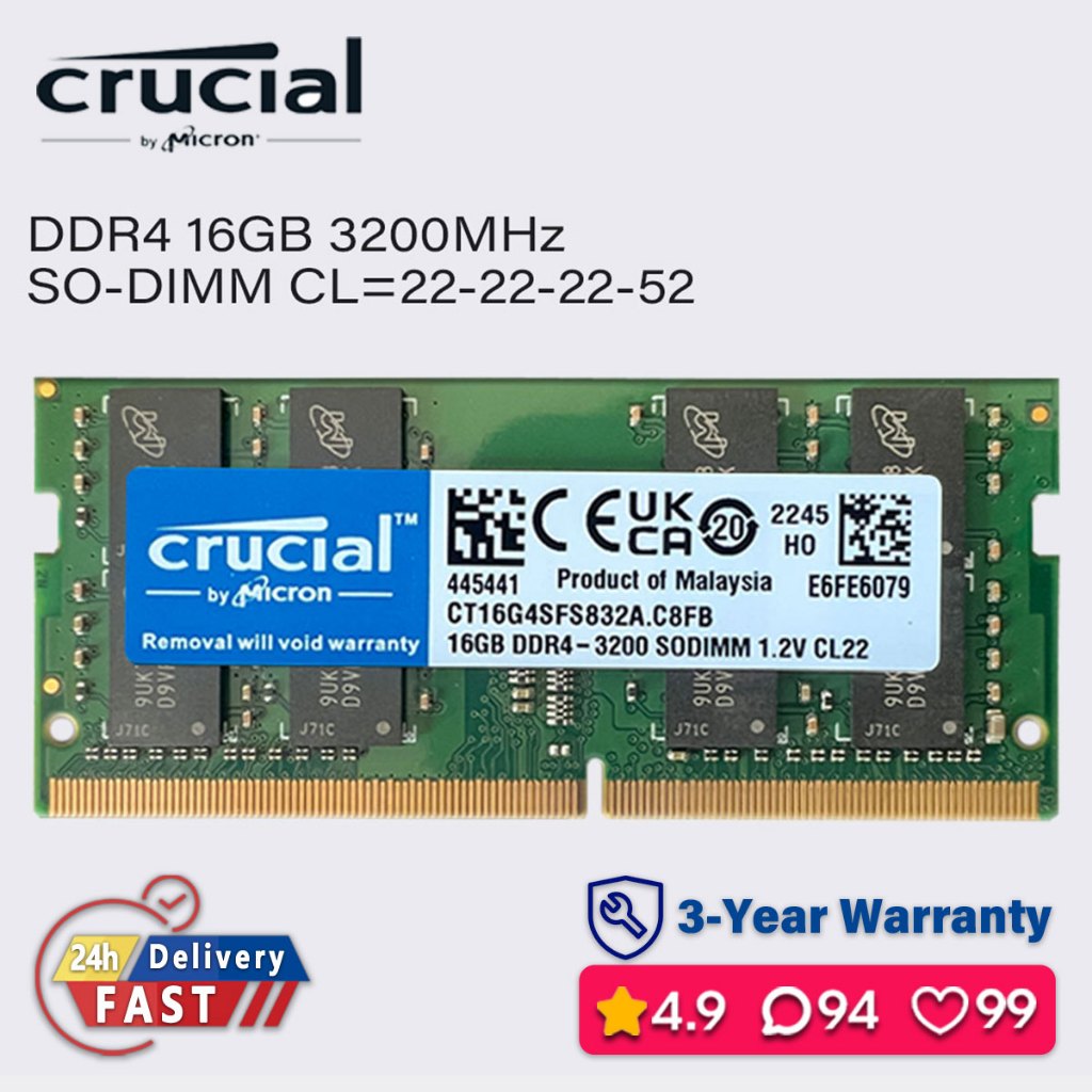 Crucial 16gb 8gb 4gb 3200mhz ddr4 ram แล็ปท็อป sodimm หน่วยความจํา pc4 1.2v