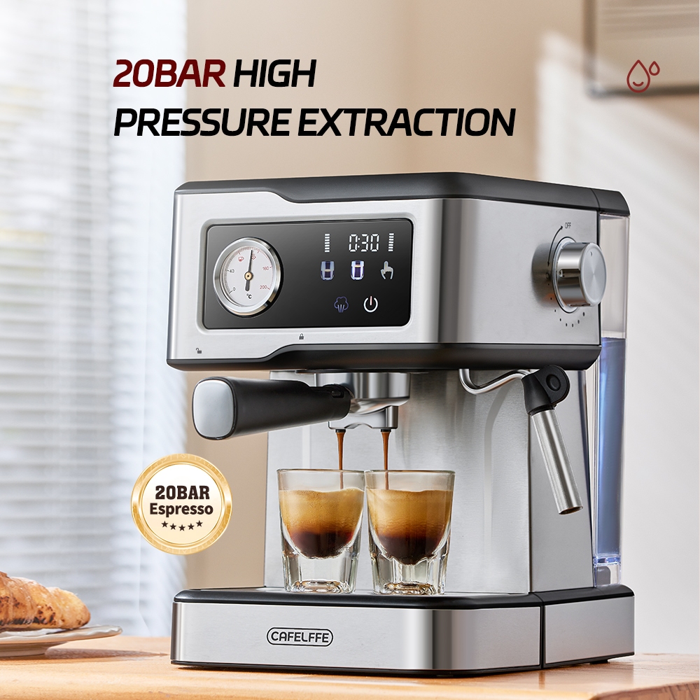 CAFELFFE เอสเพรสโซ่กึ่งอัตโนมัติในครัวเรือนขนาดเล็ก Espresso Steam Milk Frother เครื่องชงกาแฟ