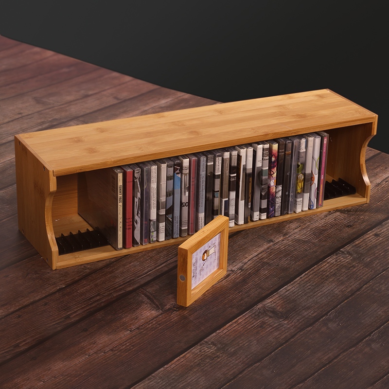 Cd PS4 Storage Rack ชั้นวางหนังสือไม้ CD Holder Stand Stationeres Organizer จัดระเบียบชั้นวางเพลง Storage