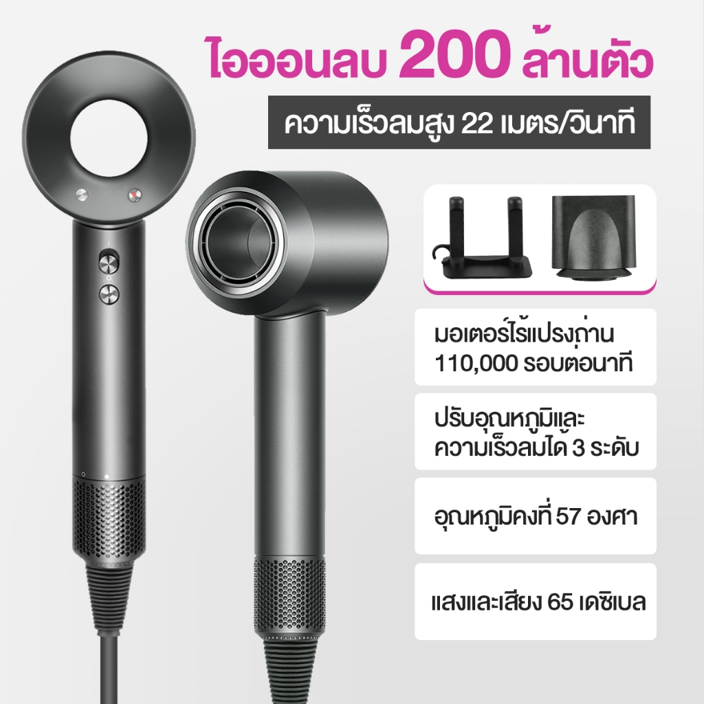 Ckeyin 1600W เครื่องเป่าผม 110000 Rpm มอเตอร์ไร้แปรง ไดร์เป่าผม ไอออนลบเครื่องเป่าผม 3 ความเร็วลม ไดร์เป่าผมที่เป่าผมไดเป่าผมใด เป่าผมไดเปาผมHA004