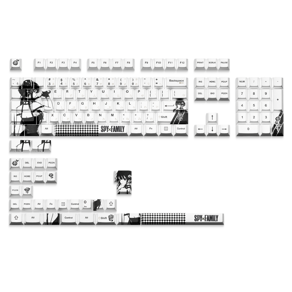 Xvx SPY FAMILY เชอร์รี่โปรไฟล์ Double shot 5 ด้าน Dye-Sub PBT Keycap Set (134-Key)
