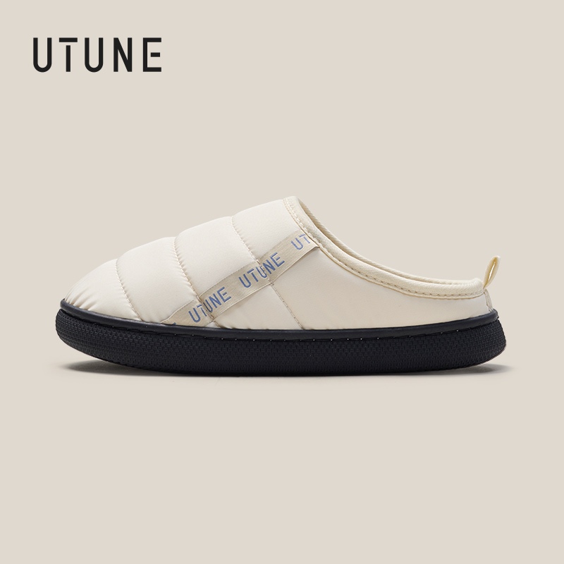 UTUNE ผ้าขนเป็ดกันลมในร่มแฟชั่น Unisex รองเท้าแตะขนมปังคู่