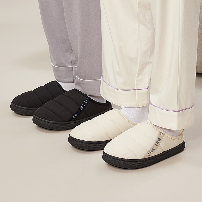 UTUNE ผ้าขนเป็ดกันลมในร่มแฟชั่น Unisex รองเท้าแตะขนมปังคู่