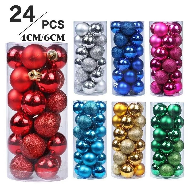มีของพร้อมส่ง 24pcs ลูกบอลตกแต่งต้นคริสต์มาส 4/6cm ตกแต่งคริสต์มาส ของตกแต่งต้นคริสต์มาส ชุดลูกบอลคริสมาส ชุดลูกบอลคริสต์มาส christmas balls