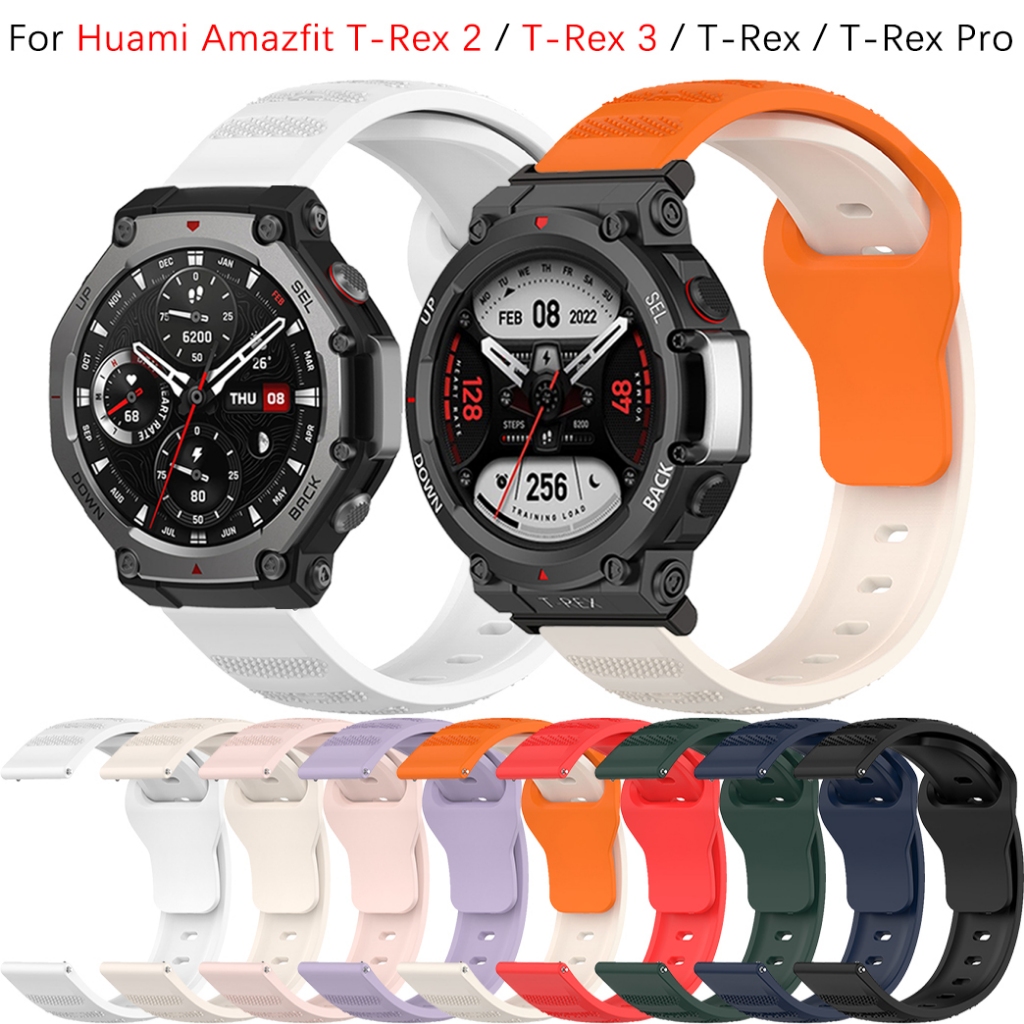 สายรัดซิลิโคนสําหรับ Huami Amazfit T-Rex 2 / T-Rex 3 / T-Rex Pro / T-Rex Smartwatch Soft Breathable 