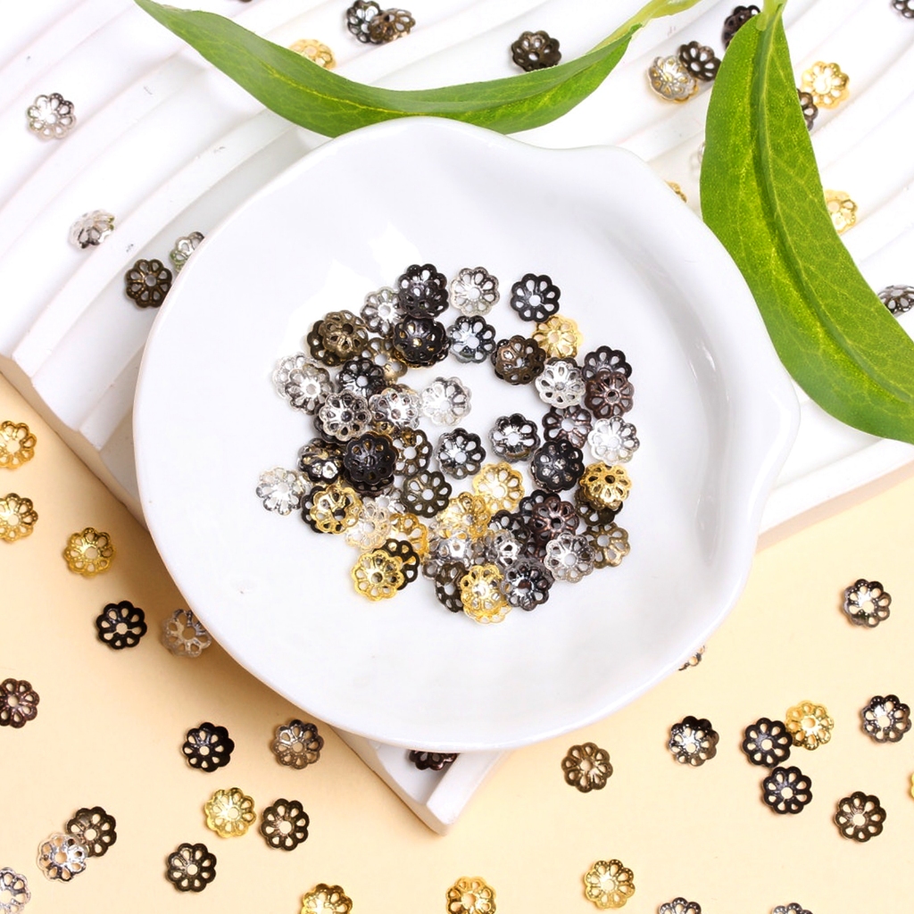 ฝาครอบลูกปัดโลหะ รูปดอกไม้ ขนาด 6 มม. สําหรับทําเครื่องประดับ DIY 300 ชิ้น