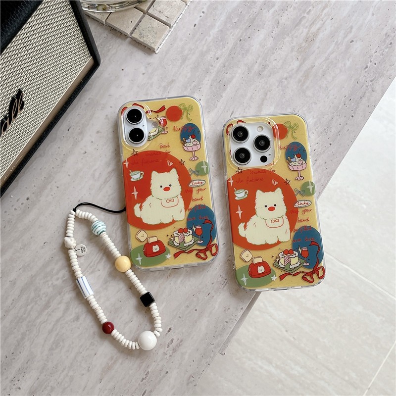 Iphone 16 Pro max 15 Pro max ลายลูกสุนัขขนมหวาน วัสดุ TPU กระบวนการ IMD เคสโทรศัพท์พิมพ์ด้านข้าง
