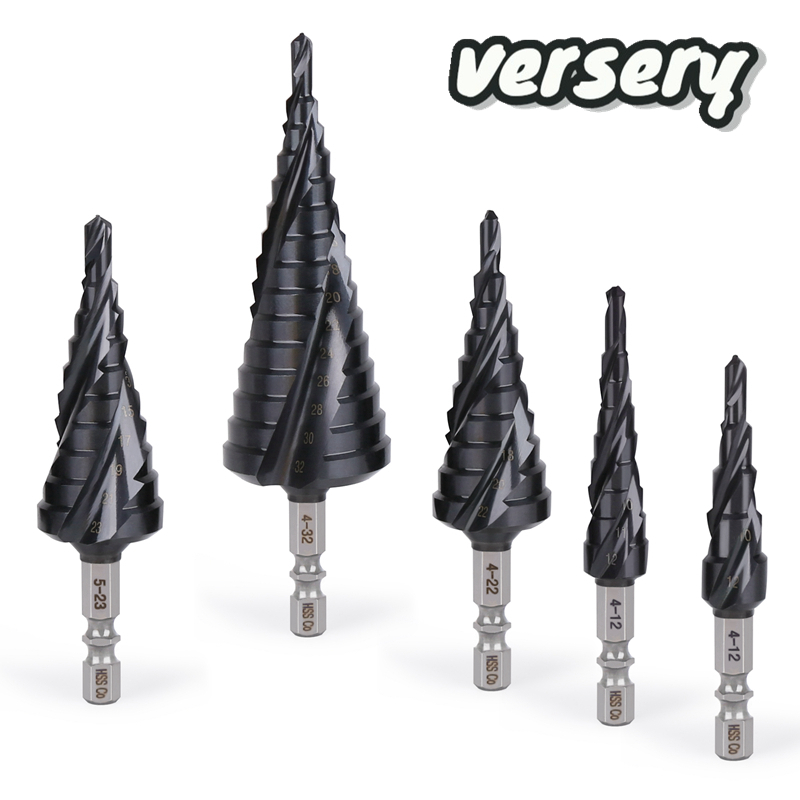 Versery Hex Shank HSS Co M35 Cobalt TiAIN เกลียว Groove 3 ขลุ่ยขั้นตอนเจาะ Bits สําหรับสแตนเลสเหล็กเปิดเลื่อย