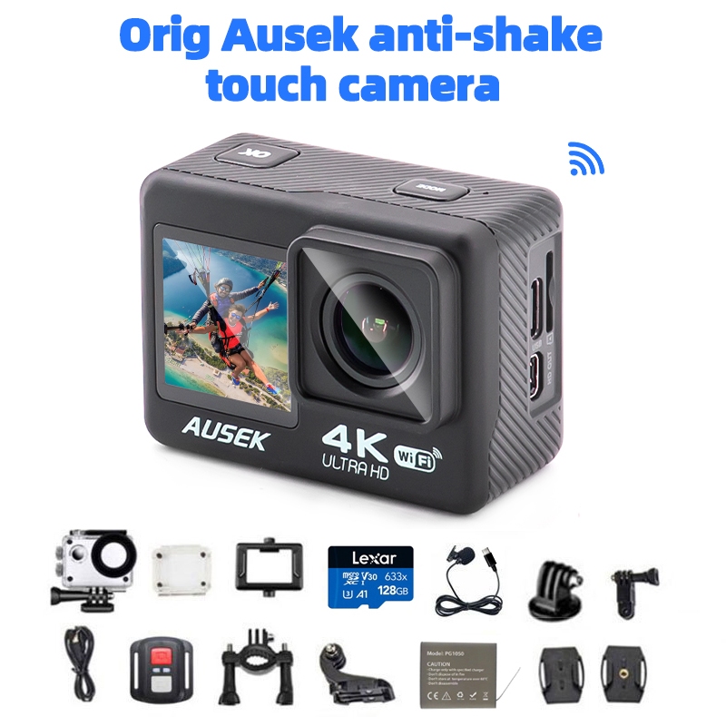 [ORIGINAL] AUSEK AT-S60TR 4K 60FPS กล้องแอคชั่น ความละเอียดสูง WiFi หน้าจอคู่ 170° กันน้ํา มุมกว้าง 30 เมตร(Ausek S60)