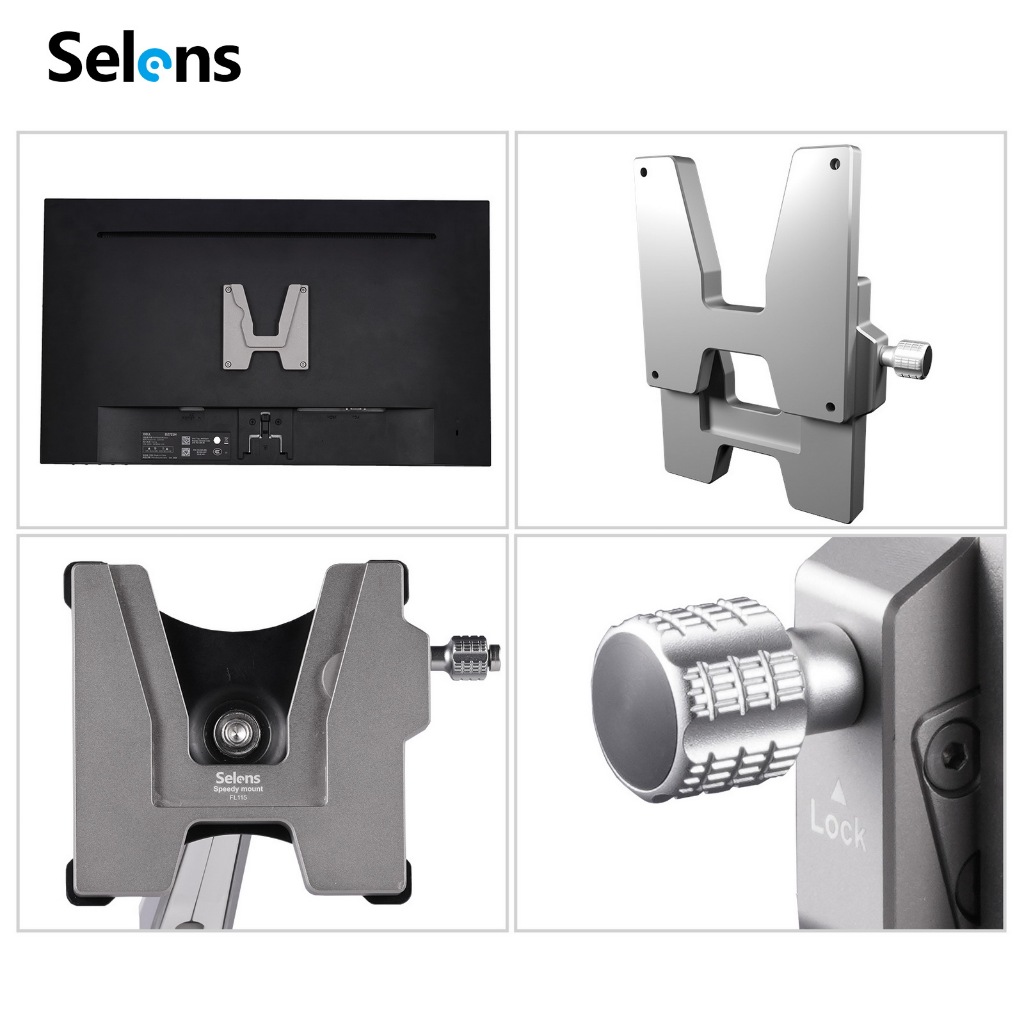 Selens Professional Monitor Stand Display Holder Quick Release Plate ปรับหมุนได้ 360 องศา Universal Base วงเล็บที่ถอดออกได้สําหรับสตูดิโอถ่ายภาพ
