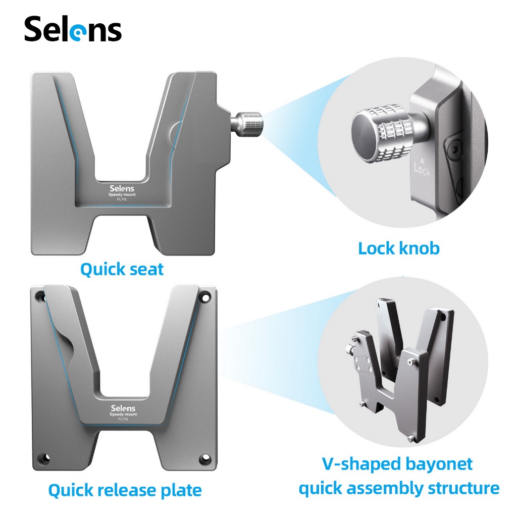 Selens Professional Monitor Stand Display Holder Quick Release Plate ปรับหมุนได้ 360 องศา Universal Base วงเล็บที่ถอดออกได้สําหรับสตูดิโอถ่ายภาพ