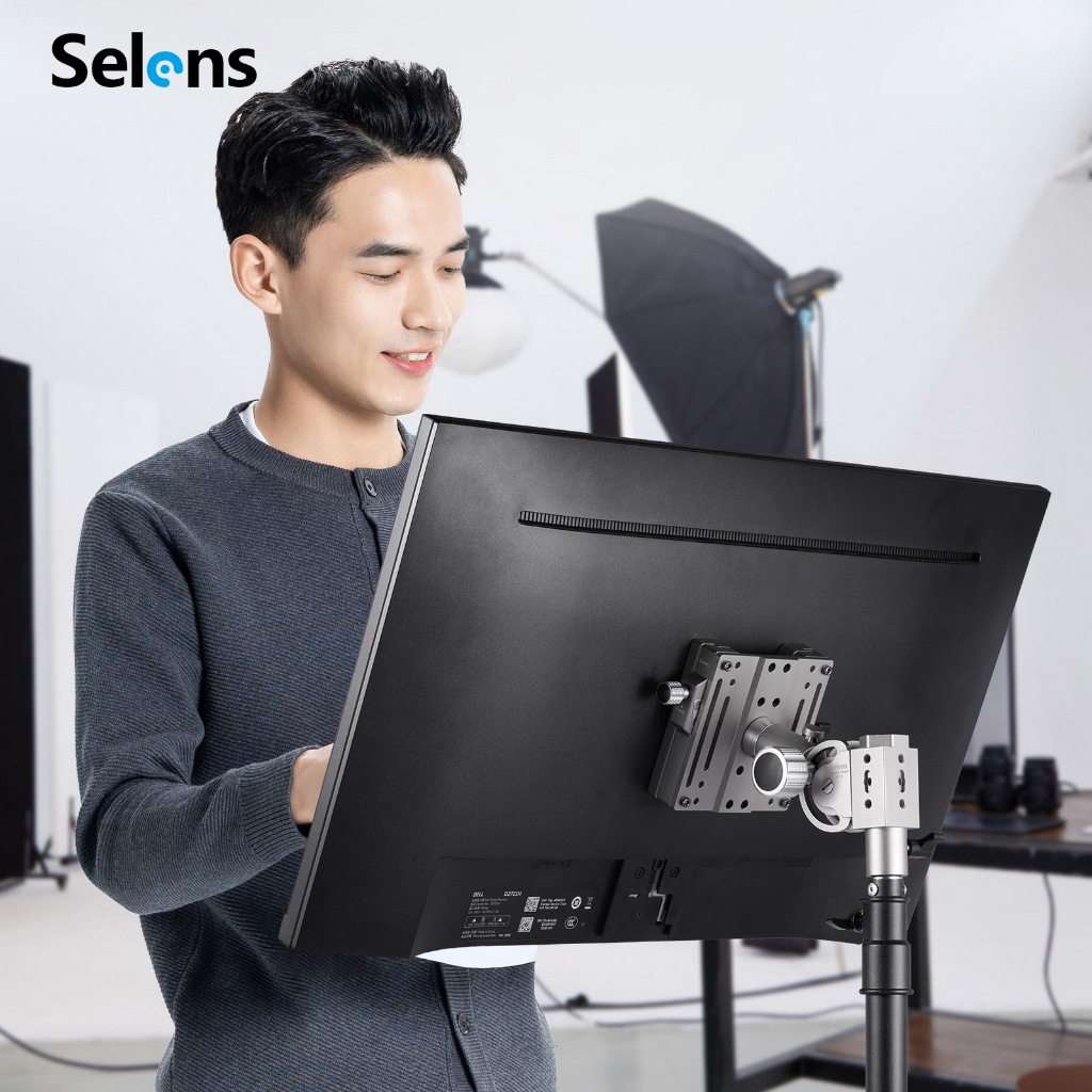 Selens Professional Monitor Stand Display Holder Quick Release Plate ปรับหมุนได้ 360 องศา Universal Base วงเล็บที่ถอดออกได้สําหรับสตูดิโอถ่ายภาพ
