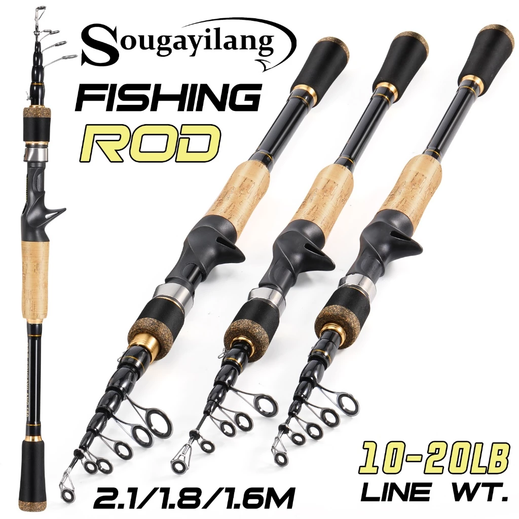 Sougayilang 1.6 M/1.8 M/2.1 M Spinning/Casting Rod Telescopic Cork & EVA จับตกปลา Rod Carbon Body Ultralight ตกปลา Rod สําหรับน้ําจืด/น้ําเกลือ