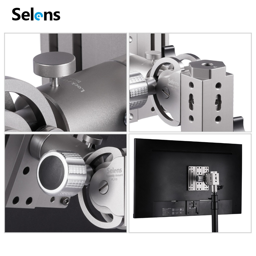 Selens Professional Monitor Stand Display Holder Quick Release Plate ปรับหมุนได้ 360 องศา Universal Base วงเล็บที่ถอดออกได้สําหรับสตูดิโอถ่ายภาพ