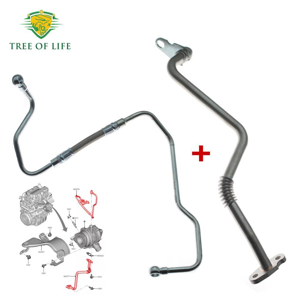 2x Turbo Charger Oil Feed & Return Pipe สําหรับ Ford Transit MK7 MK8 RWD AWD 2.2 ดีเซล 2052535 17317