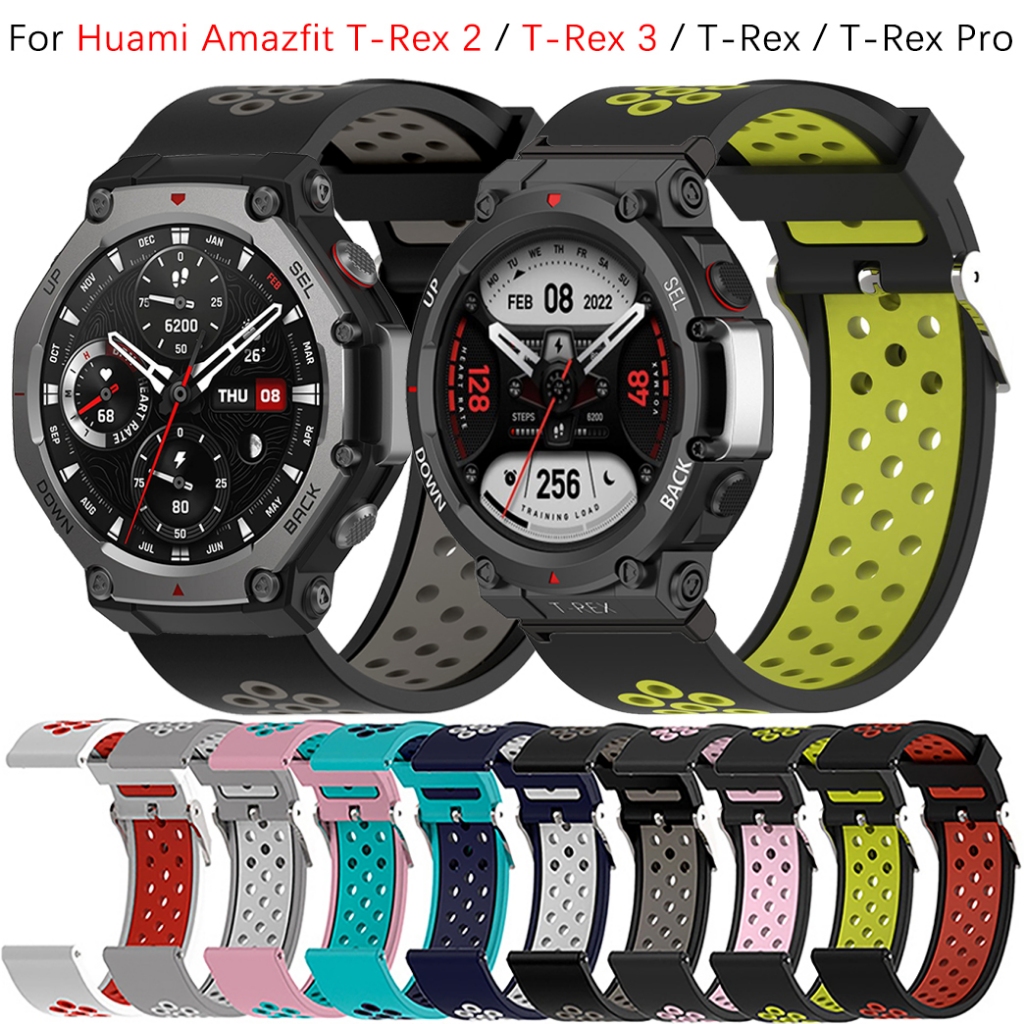 สายนาฬิกาซิลิโคนสปอร์ตสําหรับ Huami Amazfit T-Rex 2 / T-Rex 3 / T-Rex / T-Rex Pro สมาร์ทวอทช์สร้อยข้อมือเปลี่ยนสายรัดข้อมือ