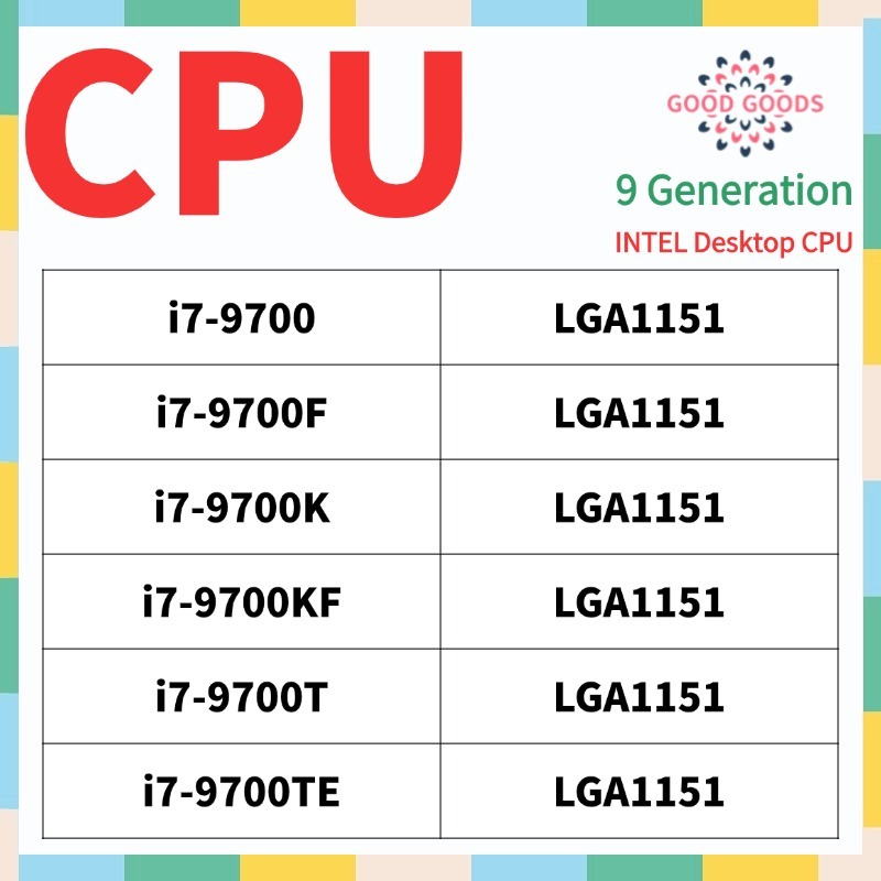 I7-9700 i7-9700F i7-9700K i7-9700KF i7-9700T 9th generation INTEL Core Desktop CPU LGA1151