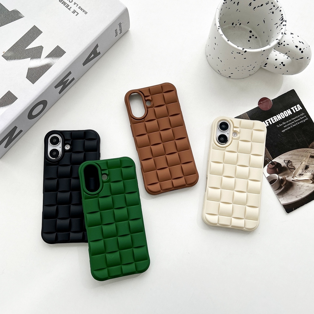 3d รูปแบบสานกันกระแทกสําหรับ iPhone 11 12 13 14 15 16 Pro Max กรณีซิลิโคนนุ่ม Elegant Cover