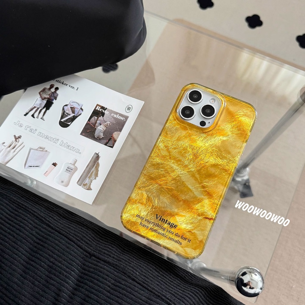 Ins Golden Glacier Premium Simple 15/14pro เคสโทรศัพท์ 13/12 ขอบตรง 11/xr นุ่ม 78p สาว xs