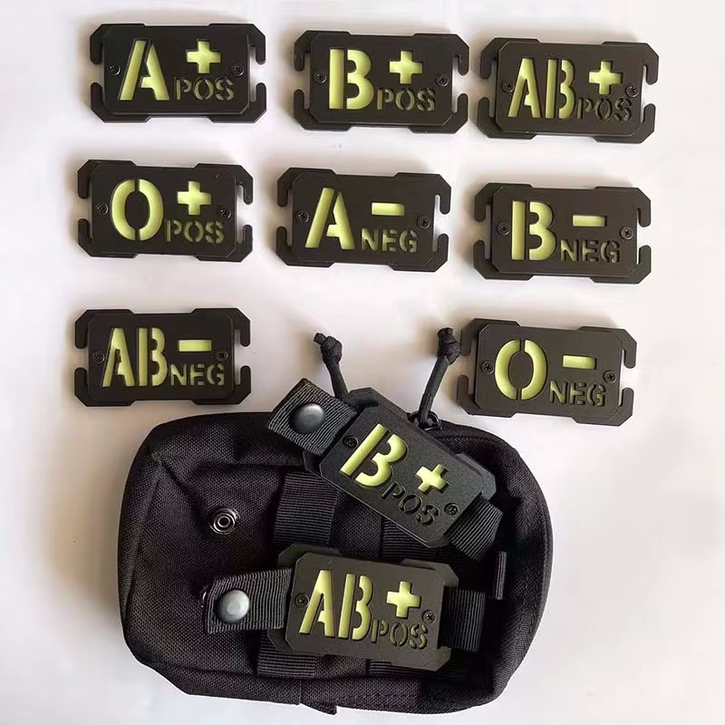 Abs เลือดประเภท Luminous Badge Molle Identify ยุทธวิธีแพทช์,อุปกรณ์สิ่งที่แนบมา Applique Glow in night สําหรับกระเป๋าเป้สะพายหลัง