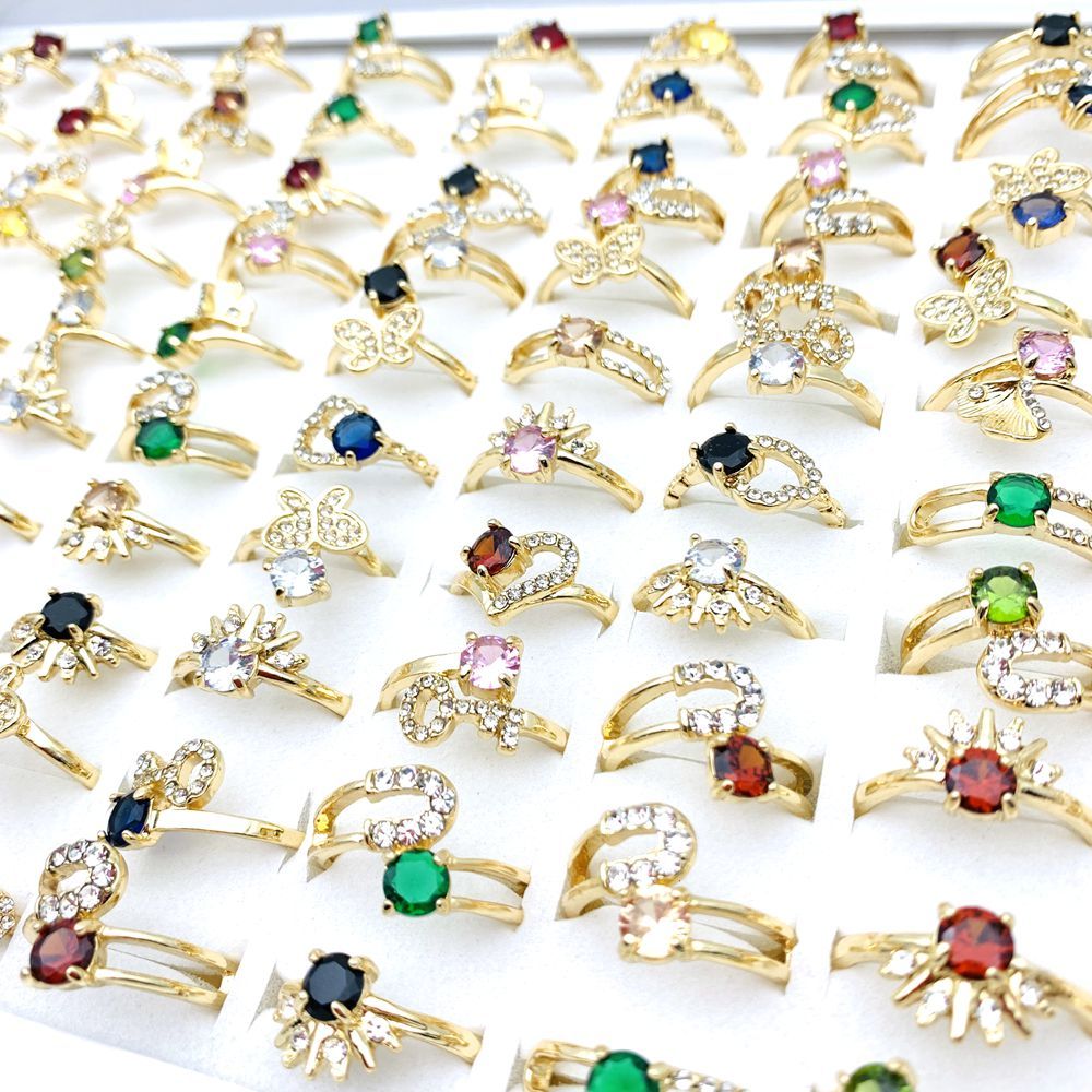 20ชิ้นแหวนทองสําหรับผู้หญิงประกายลูกบาศก์เซอร์โคเนีย พลอยเทียม ผีเสื้อดอกไม้พรรคแฟชั่นเครื่องประดับ