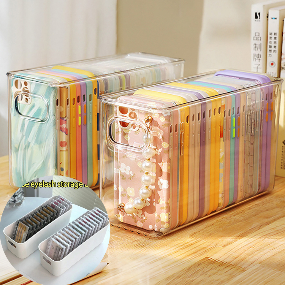 Egn Ins โปร่งใสเคสโทรศัพท์ Organizer Desktop Storage กล่องอะคริลิค Sundries ตะกร้าเก็บเครื่องสําอางชั้นวางขนาดเล็ก N
