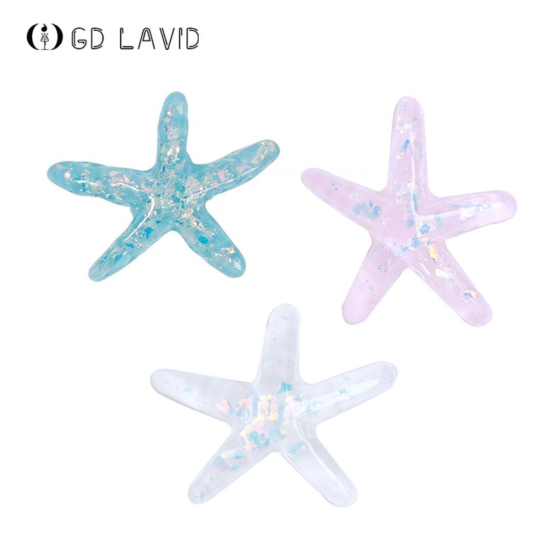 โปร่งใสเลื่อมปลาดาวรองเท้า Charm Croc Jibz DIY Twinkle เรซิ่นรองเท้าอุปกรณ์เสริมเคสโทรศัพท์ Handmade กิ๊บติดผมขนาดเล็ก Patch Hole รองเท้าหัวเข็มขัดตกแต่ง