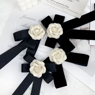 ประณีต Retro Camellia ดอกไม้ Bowknot เข็มกลัดเสื้อผ้า Neckline Bow เข็มกลัด Accessoriese