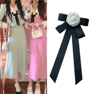 ประณีต Retro Camellia ดอกไม้ Bowknot เข็มกลัดเสื้อผ้า Neckline Bow เข็มกลัด Accessoriese