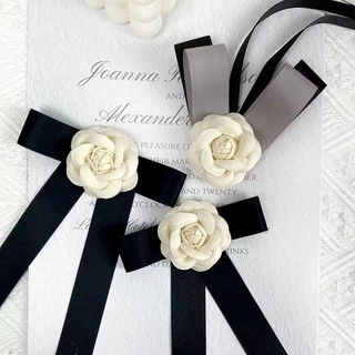 ประณีต Retro Camellia ดอกไม้ Bowknot เข็มกลัดเสื้อผ้า Neckline Bow เข็มกลัด Accessoriese