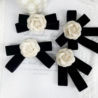 ประณีต Retro Camellia ดอกไม้ Bowknot เข็มกลัดเสื้อผ้า Neckline Bow เข็มกลัด Accessoriese