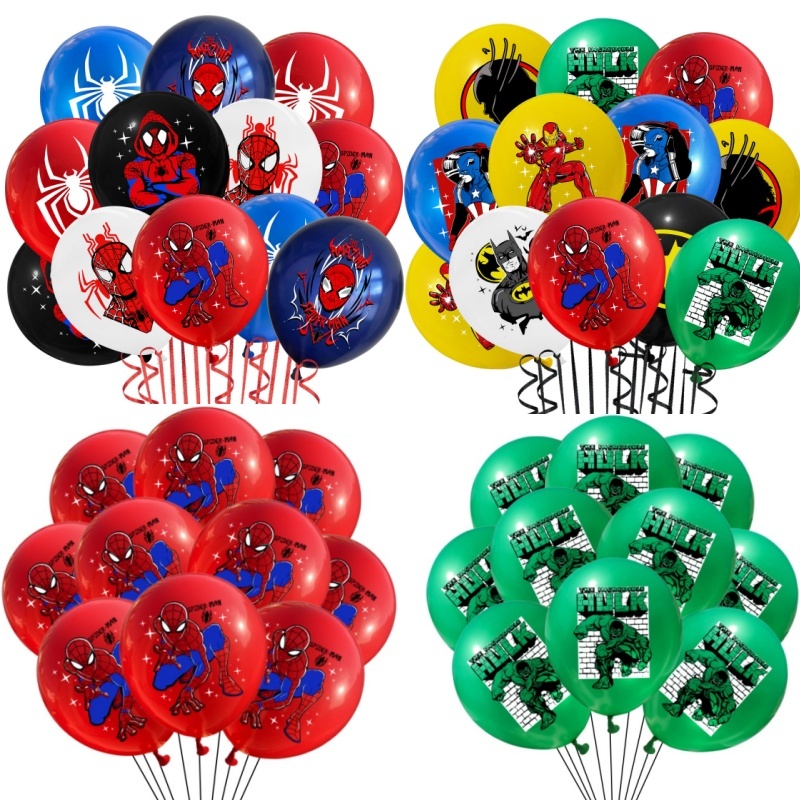ลูกโป่งซูเปอร์ฮีโร่ Avengers Spiderman Iron Man Hulk Superman Theme Latex Ballons เด็กเด็กวันเกิดตกแต่งบอลลูน