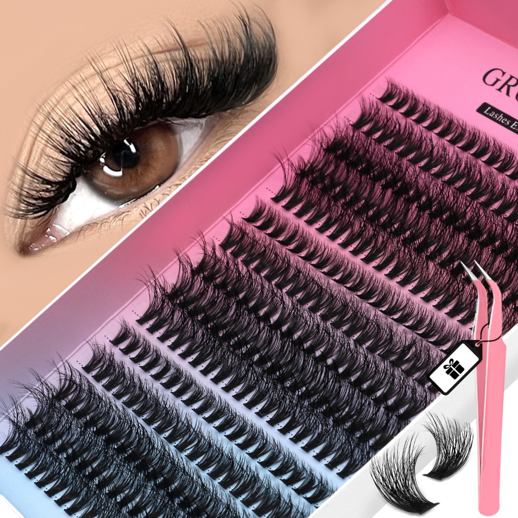 Groinneya ขนตาปลอม 3D Fluffy หนา Eyelash lift ชุด lash lift Wispy แต่ละขนตา DIY ผสมขนตาแต่งหน้า