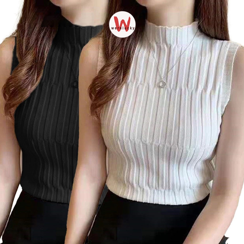 【จัดส่งที่รวดเร็ว】 Werelucky เสื้อแขนกุดผ้ายืดแฟชั่นผู้หญิงใส่ทำงานเสื้อไหมพรมเกรดAคุณภาพดีใส่สบา หนึ่งหลา