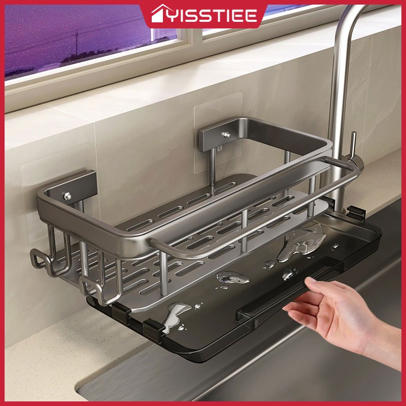 YissTiee ชั้นวางของในครัวชั้นเก็บของติดผนังชั้นวางอลูมิเนียมแบบไม่ต้องเจาะรูใช้งานง่าย