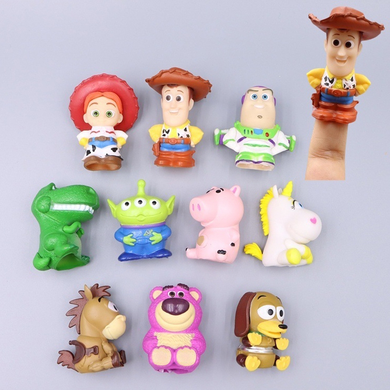 10 ชิ้น/เซ็ตอะนิเมะToy Storyปลายนิ้วรูปWy Buzz LightyearLotso Jessie Rex Aliens Slinkyสุนัขรุ่นQ PVC