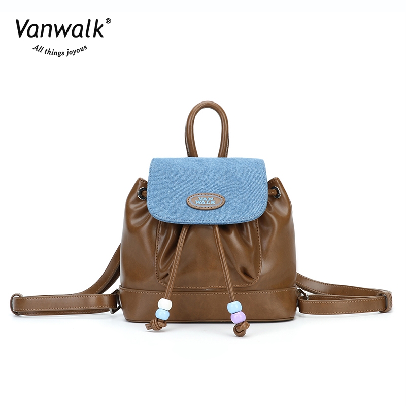 Vanwalk(v2622)กระเป๋าเป้เด็กผู้หญิงคาวบอยน่ารักสไตล์วินเทจกระเป๋าเป้นักเรียน