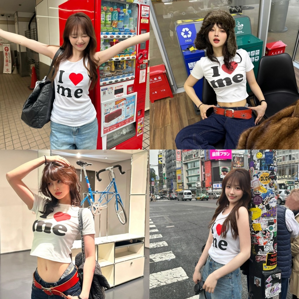Bella Shop 🌻 สาวฮอตชาวอเมริกัน พิมพ์ตัวอักษร 💟💟 เสื้อยืดแขนสั้นโชว์สะดือสำหรับผู้หญิง ✨ เสื้อกั๊กดีไซน์เก๋ๆ สำหรับหน้าร้อน