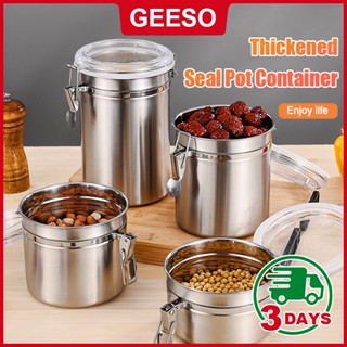 GEESO กระปุกสเตนเลส เก็บเมล็ดกาแฟ นมผง ชา ยาสูบ ให้ความชุ่มช…