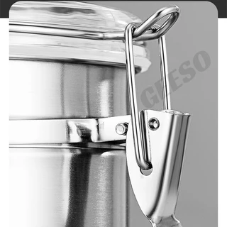 GEESO กระปุกสเตนเลส เก็บเมล็ดกาแฟ นมผง ชา ยาสูบ ให้ความชุ่มชื้น Stainless Steel Food Storage Container 550ML 800ML 950ML 1200ML