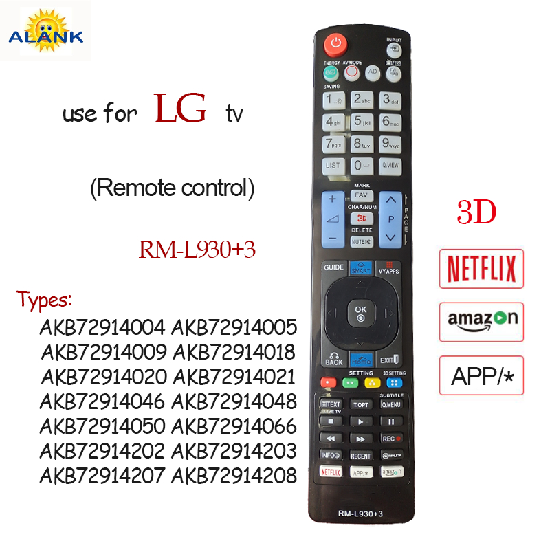 Alank - (ของแท้) Universal LG TV Remote รีโมททีวี LG LCD Smart TV รีโมทคอนโทรล, 3D/NETFLIX/amszon RM-L930+3