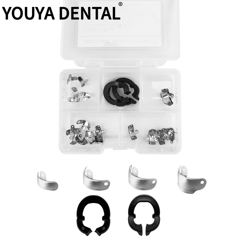 1 กล่อง F3 สไตล์ทันตกรรม Sectional Contoured Matrix Bands โลหะ Matrices เรซิ่น Clamps แหวน Matrices 