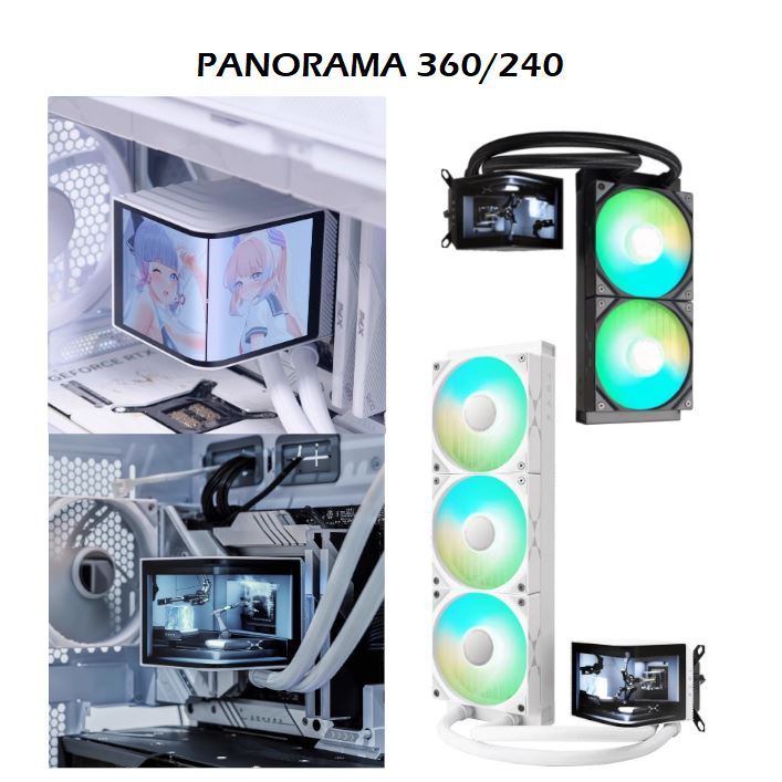Tryx AIO PANORAMA 360 240 CPU water cooler 6.5 นิ้วโค้ง AMOLED สําหรับ LGA1851/1700/115x/AM5/AM4