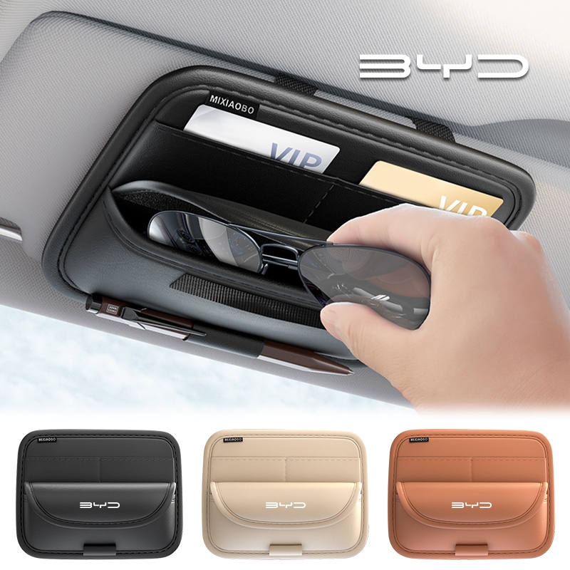 1/2pcs หนังรถ Sunshde กระเป๋าอเนกประสงค์รถแว่นตากันแดดปากกา Key Holder Elastic Band Fixation สําหรับ BYD Atto 3 หยวน Plus F3 E6 F0 G3 I3 Ea1 เพลง Max Tang