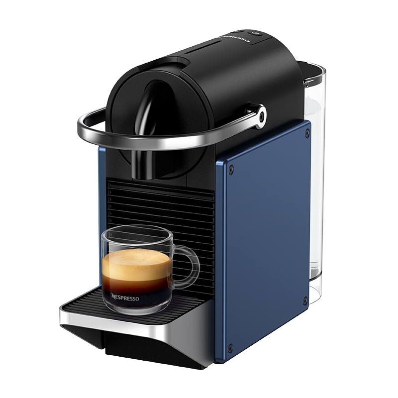 Nespresso D62-CN-BL-NE-7Pixie เครื่องชงกาแฟแคปซูล, การสกัดและความเข้มข้นด้วยปุ่มเดียว, การออกแบบอุตสาหกรรม Avant-garde, การสกัดเต็มรูปแบบแรงดันสูง 19 บาร์ (สีน้ําเงิน)