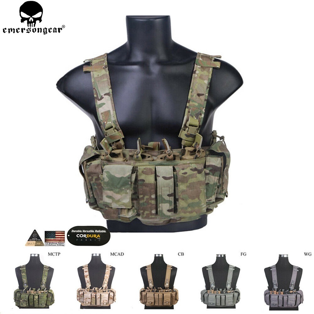 Emersongear MF เกียร์หน้าอกระบบกันสะเทือนแบบปรับได้กลางแจ้ง MOLLE เสื้อกั๊กยุทธวิธีกระเป๋าหน้าท้อง